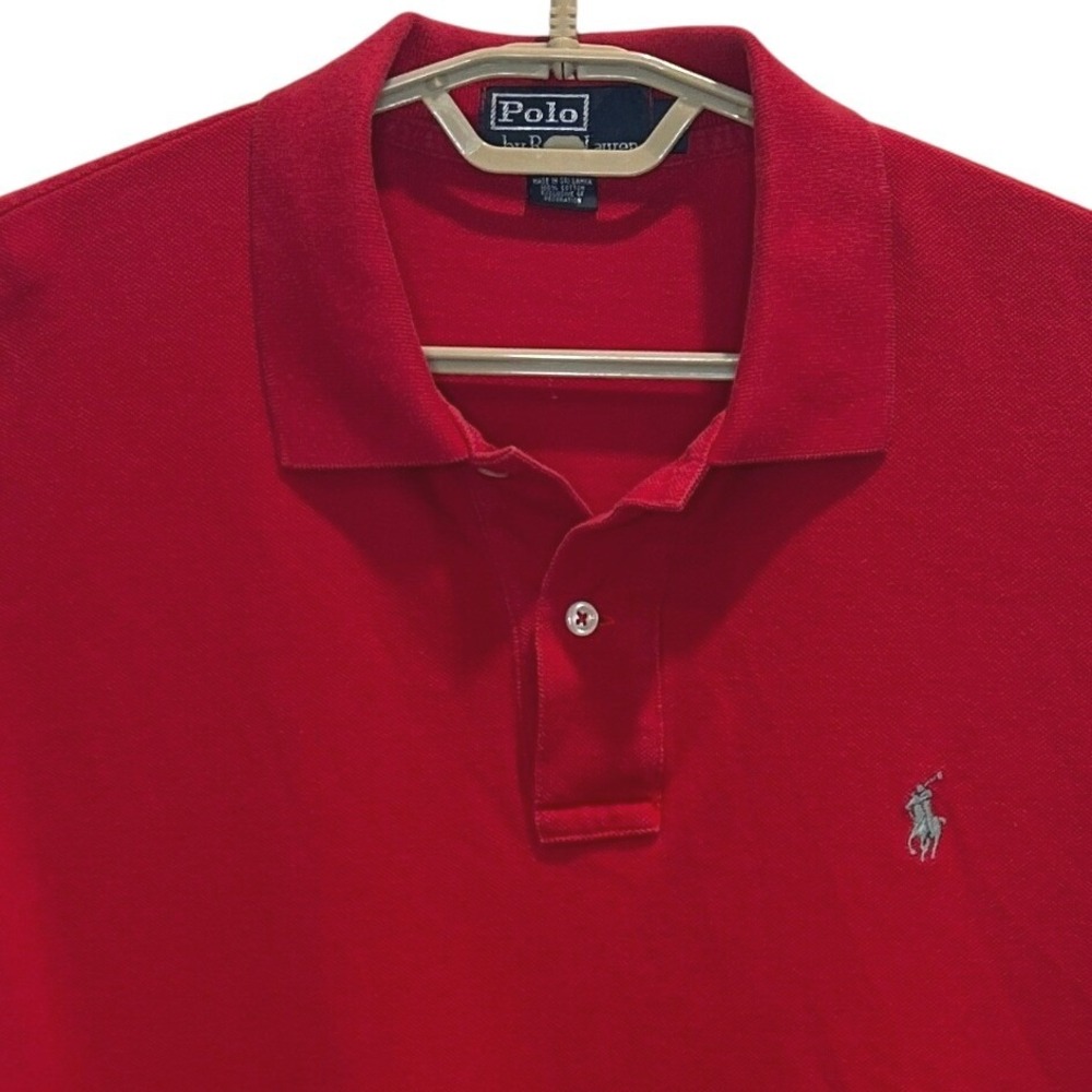 Polo Ralph Lauren Polo Shirt Large Mens Red Short Sleeve Cotton Pique Logo